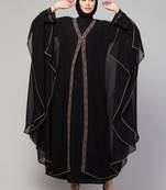 Double layered embroidered designer abaya kaftan black