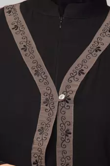 Double layered embroidered designer abaya kaftan black