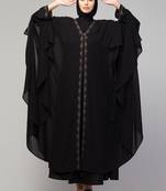 Women's stylish double layered embroidered designer abaya kaftan