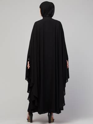 Women's stylish double layered embroidered designer abaya kaftan 2