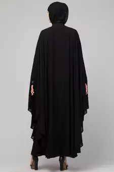 Women's stylish double layered embroidered designer abaya kaftan