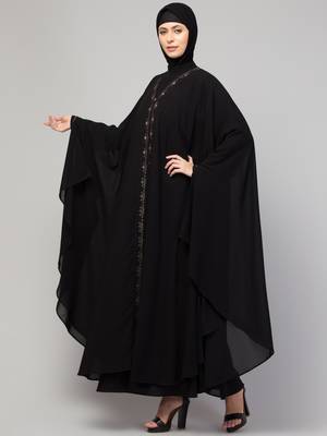 Women's stylish double layered embroidered designer abaya kaftan 4
