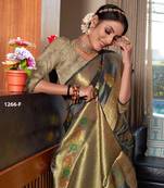 Grey Woven Organza Saree With Blouse