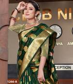Dark Green Woven Organza Saree With Blouse