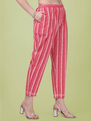 Crimson Red  White Jaipuri Printed Gotta Patti Kurta With Pant and Dupatta Set  5