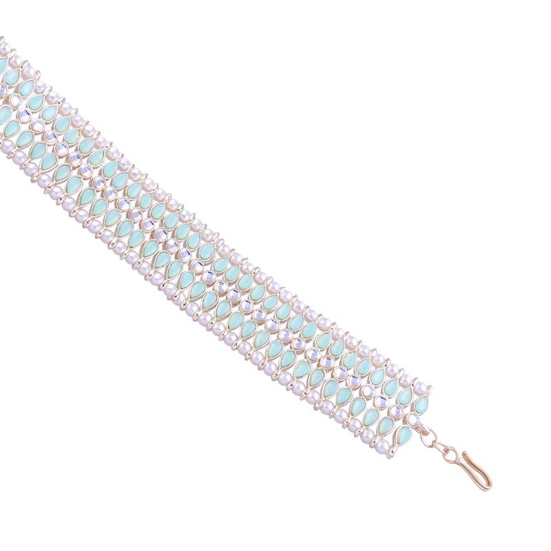 Gold Plated Metal Traditional Floral Kundan Pearl Studded Rajasthani Sheeshphool/Mathapatti for Women T2105Min