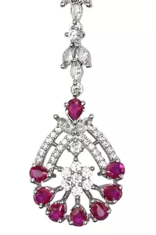 Valentine's Special Silver Plated Beautiful AD & CZ Studded Crystal Maang Tikka for Women and Girls 