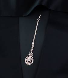 Valentine's Special Rose Gold Plated Beautiful AD & CZ Studded Crystal Maang Tikka for Women and Girls T2109RG