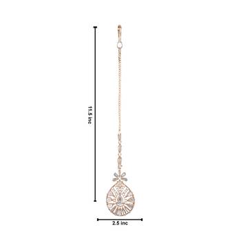 Valentine's Special Rose Gold Plated Beautiful AD & CZ Studded Crystal Maang Tikka for Women and Girls T2109RG 5