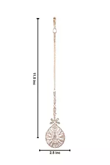 Valentine's Special Rose Gold Plated Beautiful AD & CZ Studded Crystal Maang Tikka for Women and Girls T2109RG
