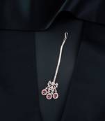 Valentine's Special Rose  Pink Beautiful AD & CZ Studded Crystal Maang Tikka for Women and Girls 