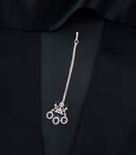 Valentine's Special Rose Gold Blue Beautiful AD & CZ Studded Crystal Maang Tikka for Women and Girls 