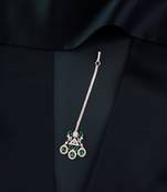 Valentine's Special Rose  Green Beautiful AD & CZ Studded Crystal Maang Tikka for Women and Girls 