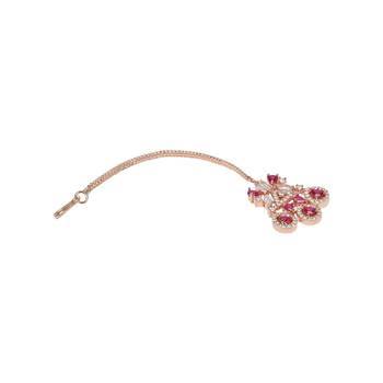 Valentine's Special Rose Gold Pink Beautiful AD & CZ Studded Crystal Maang Tikka for Women and Girls  3