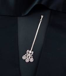 Valentine's Special Rose  Beautiful AD & CZ Studded Crystal Maang Tikka for Women and Girls (T2112RG)