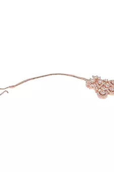 Valentine's Special Rose  Beautiful AD & CZ Studded Crystal Maang Tikka for Women and Girls (T2112RG)