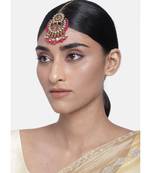 Gold Plated Traditional Kundan & Pearl Studded Maang Tikka For Women 