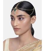 Traditional Gold Plated Bridal Chain with Pearl Layer Stone Mathapatti/Maang Tikka Jewellery for Women 