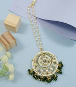 Traditional Gold Plated Kundan & Pearl Studded Maang Tikka for Women 