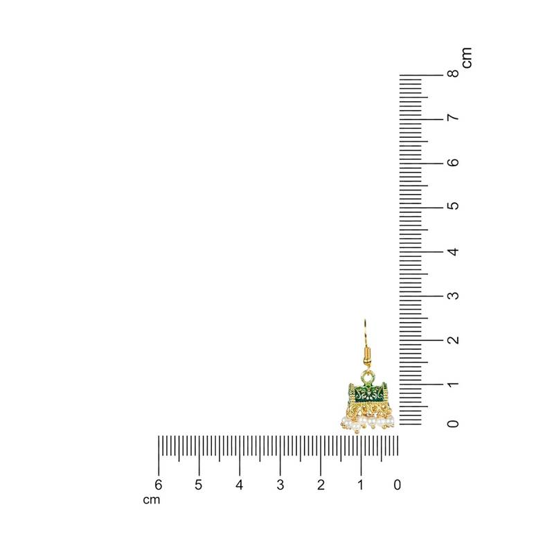 Gold Plated Traditional Meenakari Handcrafted Green Pearl Jhumki Earrings for Women/Girls(E3074G)