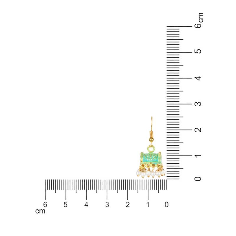 Gold Plated Traditional Meenakari Handcrafted Mint Pearl Jhumki Earrings for Women/Girls(E3074Min)