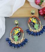 Gold Plated Traditional Meenakari Temple Radha Krishna Jhumka Earrings for Women and Girls 