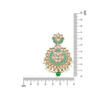 Gold Plated Traditional Kundan & Stone Studded Chandbali Earrings For Women 4