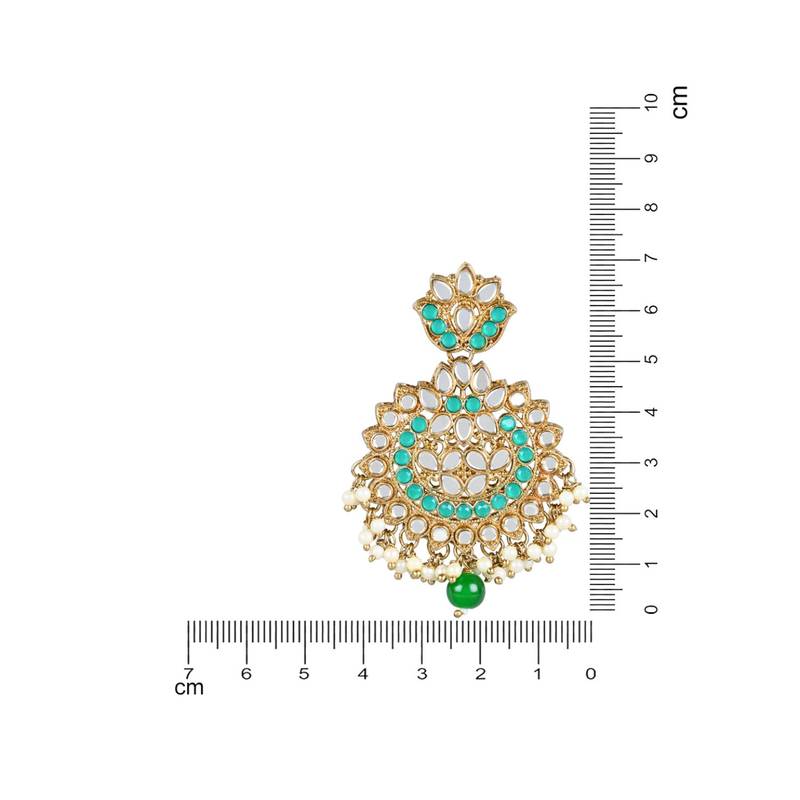 Gold Plated Traditional Kundan & Stone Studded Chandbali Earrings For Women