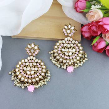 I Jewels Gold Plated Traditional Kundan & Stone Studded Chandbali Earrings For Women(E3078Pi) 1