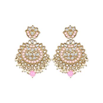 I Jewels Gold Plated Traditional Kundan & Stone Studded Chandbali Earrings For Women(E3078Pi) 2