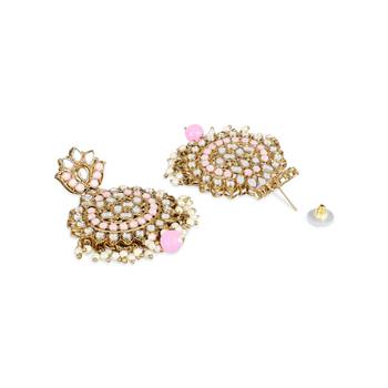 I Jewels Gold Plated Traditional Kundan & Stone Studded Chandbali Earrings For Women(E3078Pi) 3
