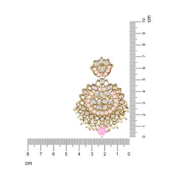 I Jewels Gold Plated Traditional Kundan & Stone Studded Chandbali Earrings For Women(E3078Pi) 4