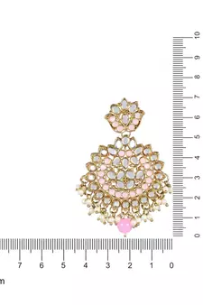 I Jewels Gold Plated Traditional Kundan & Stone Studded Chandbali Earrings For Women(E3078Pi)