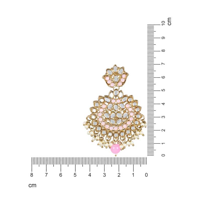 I Jewels Gold Plated Traditional Kundan & Stone Studded Chandbali Earrings For Women(E3078Pi)