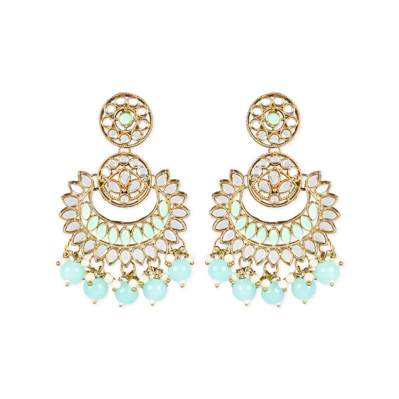 I Jewels Gold Plated Traditional Kundan & Stone Studded Chandbali Earrings For Women(E3079Min)