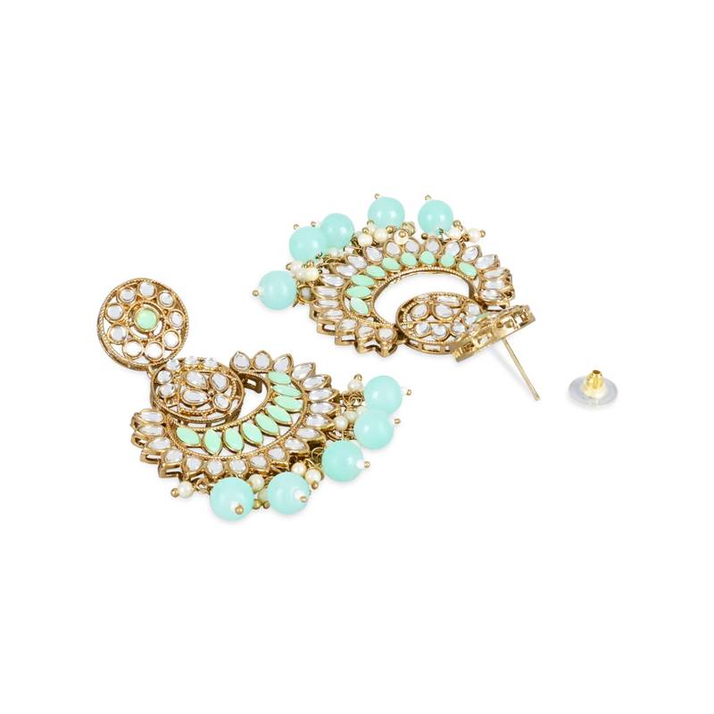 I Jewels Gold Plated Traditional Kundan & Stone Studded Chandbali Earrings For Women(E3079Min)