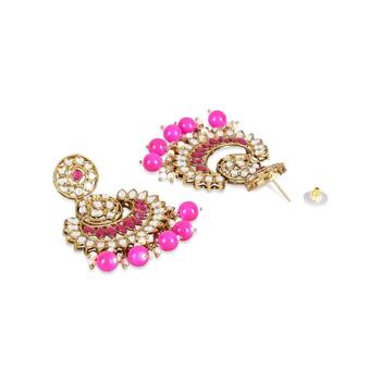 Gold Plated Traditional Kundan & Stone Studded Chandbali Earrings For Women(E3079Q) 3