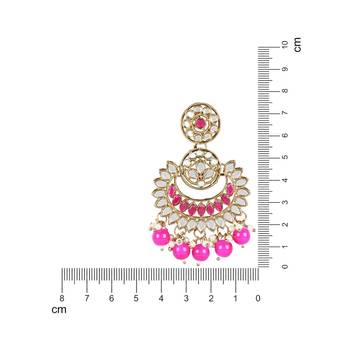 Gold Plated Traditional Kundan & Stone Studded Chandbali Earrings For Women(E3079Q) 4