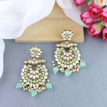 I Jewels Gold Plated Traditional Kundan & Stone Studded Chandbali Earrings For Women(E3080Min) 1