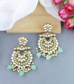 I Jewels Gold Plated Traditional Kundan & Stone Studded Chandbali Earrings For Women(E3080Min)