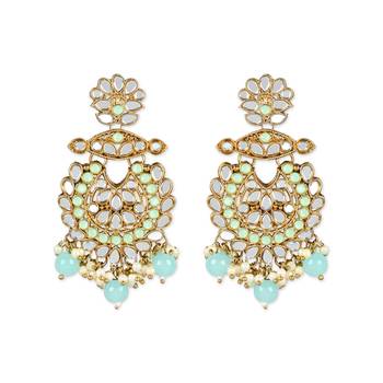 I Jewels Gold Plated Traditional Kundan & Stone Studded Chandbali Earrings For Women(E3080Min) 2