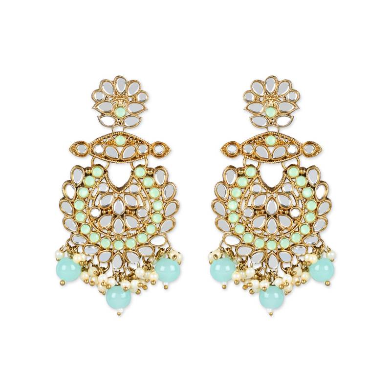 I Jewels Gold Plated Traditional Kundan & Stone Studded Chandbali Earrings For Women(E3080Min)