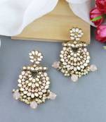 I Jewels Gold Plated Traditional Kundan & Stone Studded Chandbali Earrings For Women(E3080Pe)