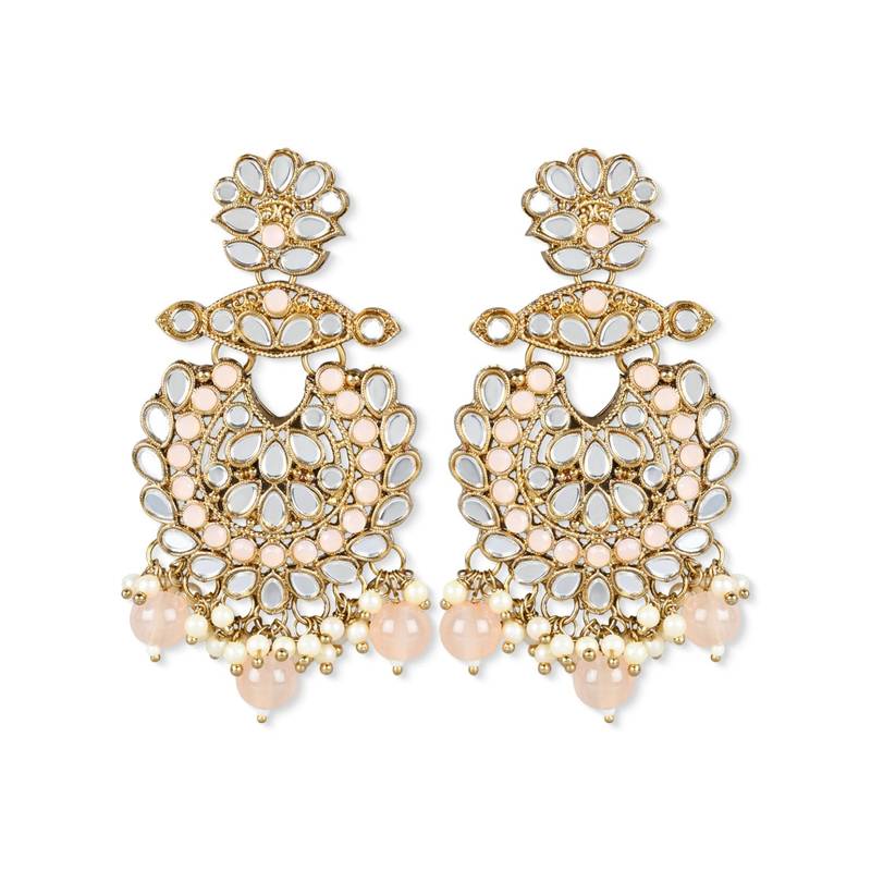 I Jewels Gold Plated Traditional Kundan & Stone Studded Chandbali Earrings For Women(E3080Pe)