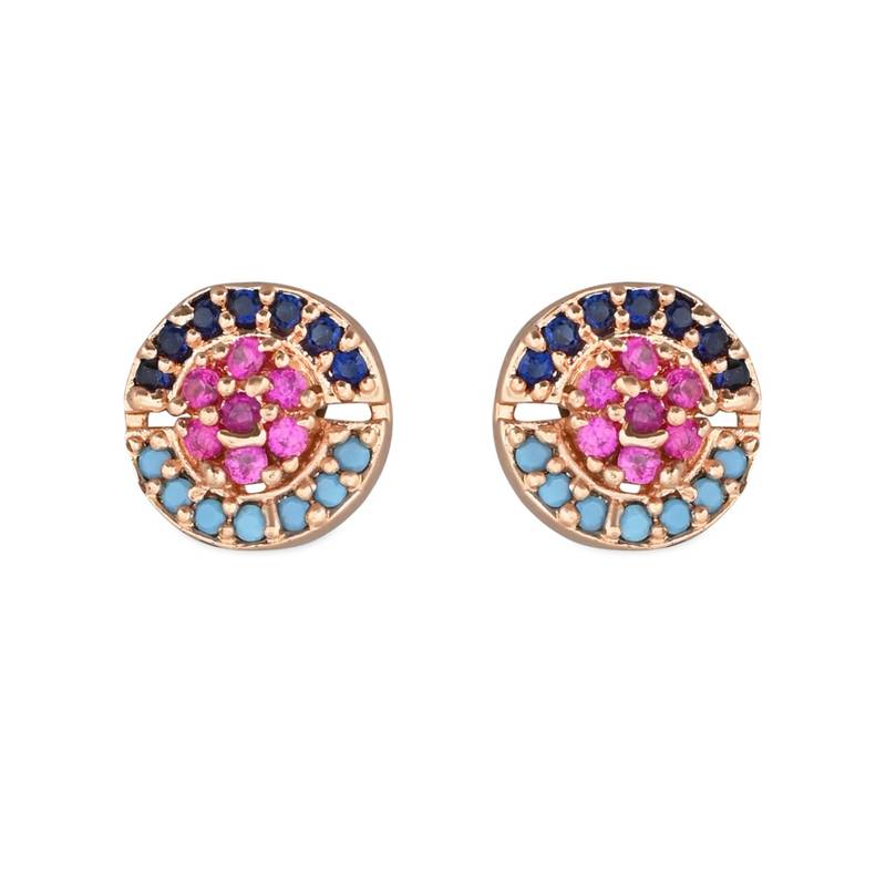 Valentine's Special Rose Gold Plated Glittering Crystal AD Stone Studs Earrings for Women & Girls 