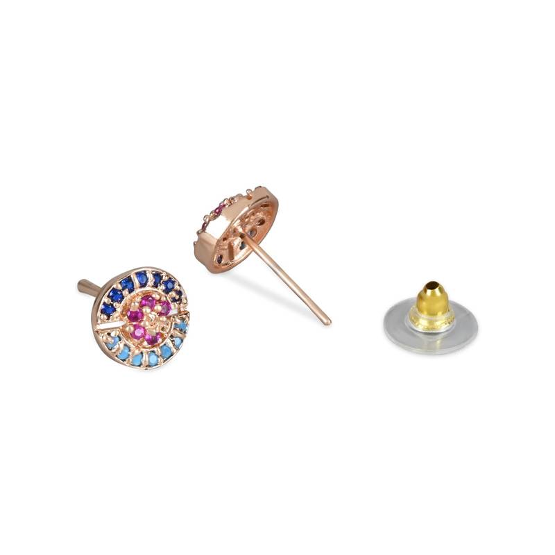 Valentine's Special Rose Gold Plated Glittering Crystal AD Stone Studs Earrings for Women & Girls 