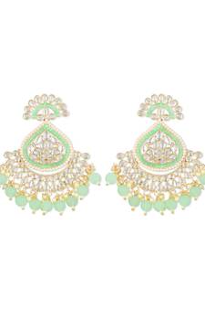 Gold Plated Traditional Handcrafted Pearl Kundan Beaded Earrings for Women/Girls 