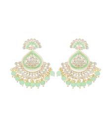 Gold Plated Traditional Handcrafted Pearl Kundan Beaded Earrings for Women/Girls 