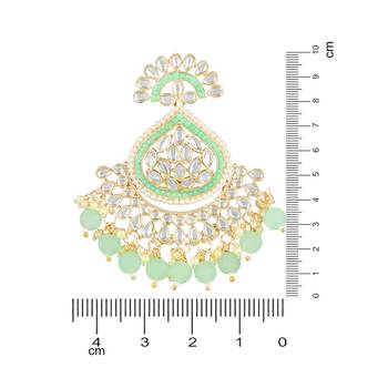 Gold Plated Traditional Handcrafted Pearl Kundan Beaded Earrings for Women/Girls  3