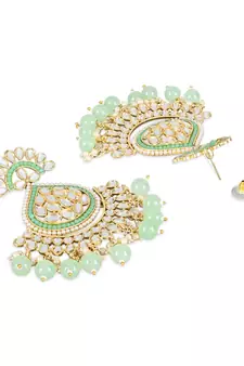 Gold Plated Traditional Handcrafted Pearl Kundan Beaded Earrings for Women/Girls 